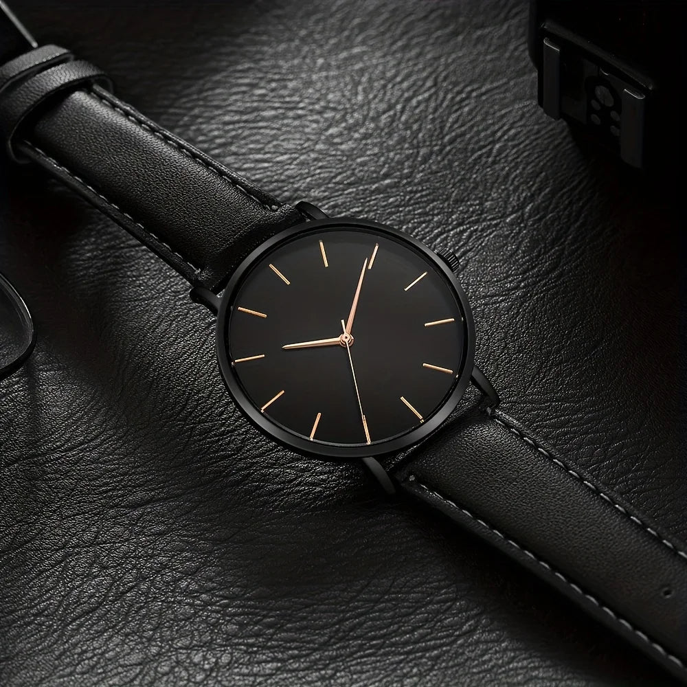 Men'S Casual Watches Men'S Simple Faux Leather Business Watches Quartz Men'S Watches, Ideal Choice for Gifts
