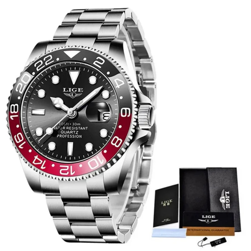 LIGE 10045 Brand  Fashion Diver Watch Men Waterproof Date Clock Sport Watches Mens Quartz Wristwatch Relogio Masculino