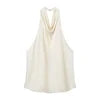 ZATRHMBM Spring/Autumn Women's Clothing 2025 New Fashion Solid Color Halter Neck Vest Retro Sleeveless Chic Casual Women's Vest