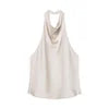 ZATRHMBM Spring/Autumn Women's Clothing 2025 New Fashion Solid Color Halter Neck Vest Retro Sleeveless Chic Casual Women's Vest
