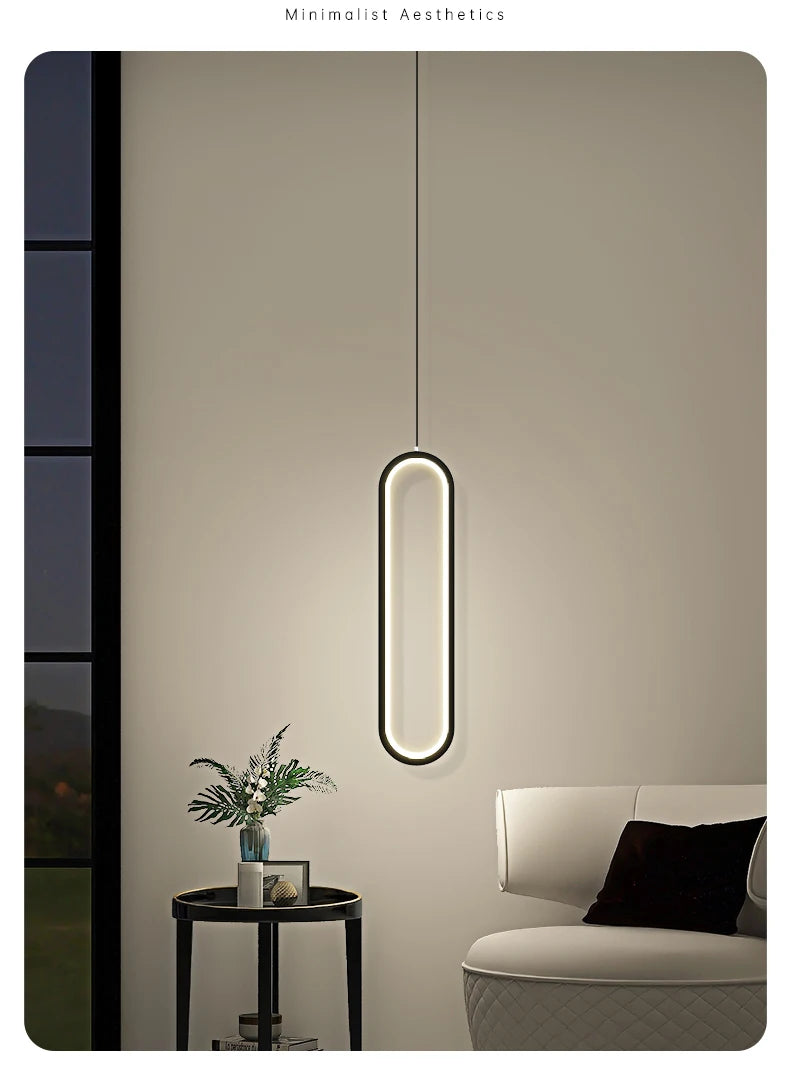 Modern LED Pendant Chandelier | Minimalist Linear | Restaurant Cafe Bar Dining Room