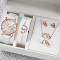 LP27 Women's Watch Belt Fashion Trend 5PCS Three Eye Classic Three Color Optional Women's Bracelet Jewelry Set Quartz Watches