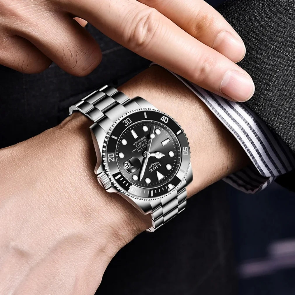 LIGE 10045 Brand  Fashion Diver Watch Men Waterproof Date Clock Sport Watches Mens Quartz Wristwatch Relogio Masculino