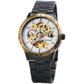 WINNER Fashion Business Auto Mechanical Watch Men Stainless Steel Strap Blue Mirror Case Skeleton Mens Watches Top Brand Luxury