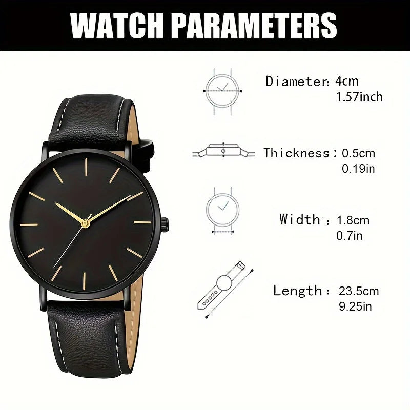 Men'S Casual Watches Men'S Simple Faux Leather Business Watches Quartz Men'S Watches, Ideal Choice for Gifts