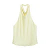 ZATRHMBM Spring/Autumn Women's Clothing 2025 New Fashion Solid Color Halter Neck Vest Retro Sleeveless Chic Casual Women's Vest