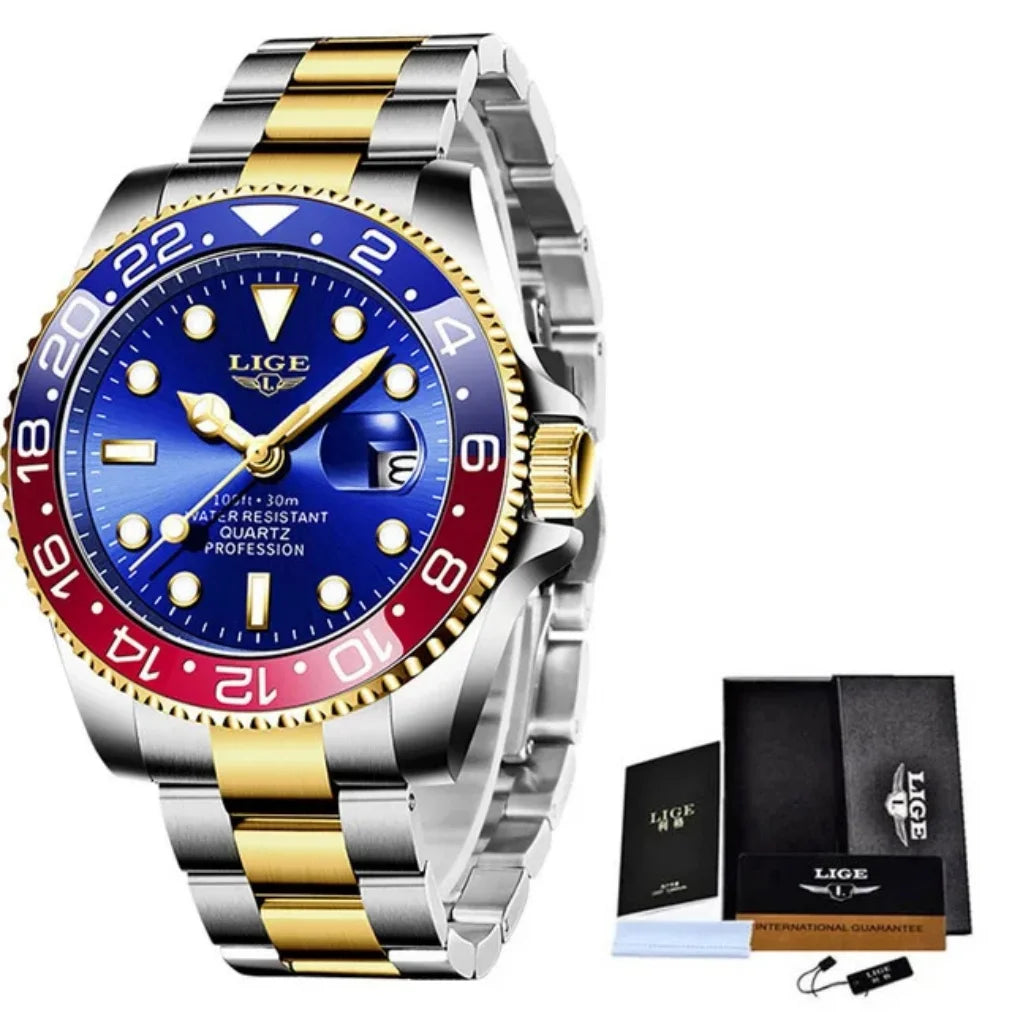LIGE 10045 Brand  Fashion Diver Watch Men Waterproof Date Clock Sport Watches Mens Quartz Wristwatch Relogio Masculino