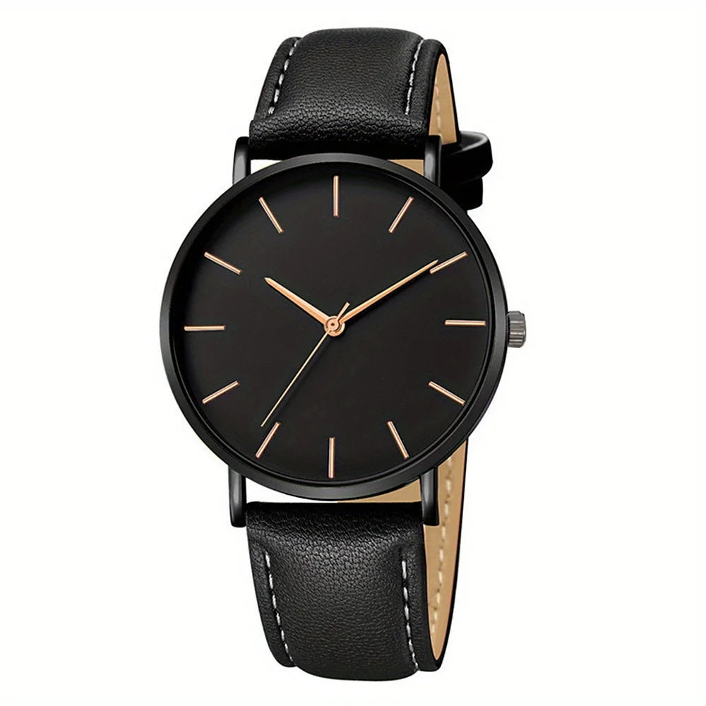 Men'S Casual Watches Men'S Simple Faux Leather Business Watches Quartz Men'S Watches, Ideal Choice for Gifts