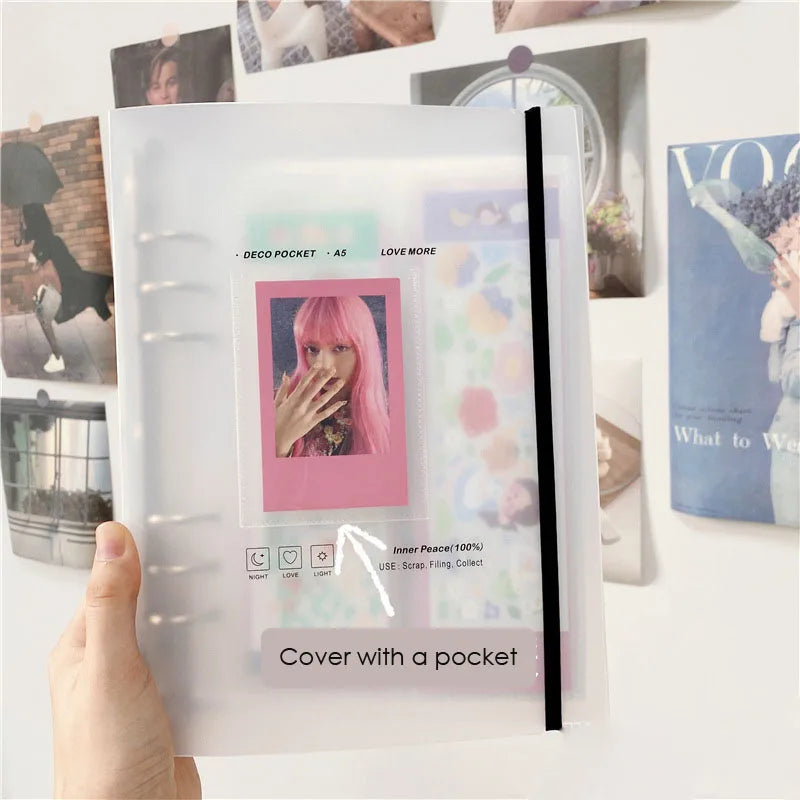SKYSONIC A5 Binder Ring Collect Book Korea Idol Photo Organizer Journal Diary Agenda Planner Bullet Cover School Stationery