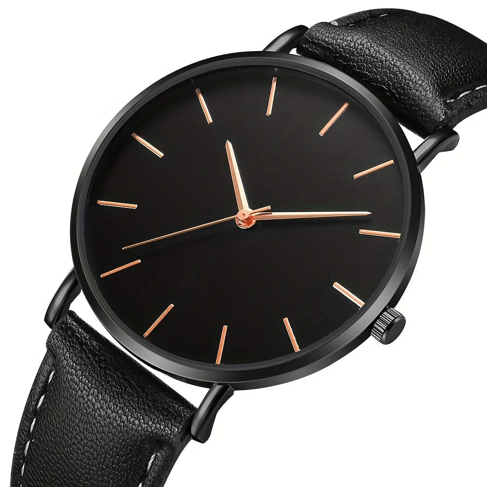 Men'S Casual Watches Men'S Simple Faux Leather Business Watches Quartz Men'S Watches, Ideal Choice for Gifts