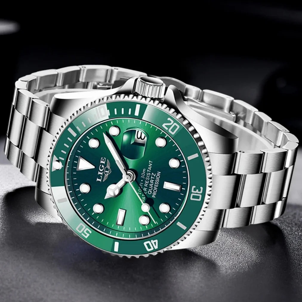 LIGE 10045 Brand  Fashion Diver Watch Men Waterproof Date Clock Sport Watches Mens Quartz Wristwatch Relogio Masculino