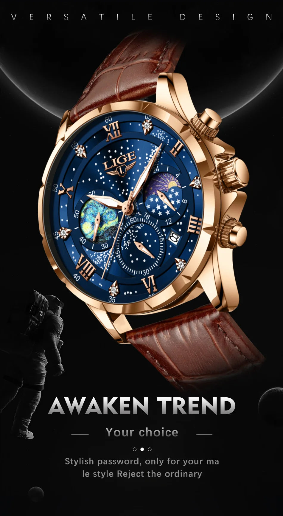 LIGE Men Watches Casual Sport Watch Men Luxury Waterproof Date Watches Luminous Chronograph Wristwatch Male Quartz Leather Clock