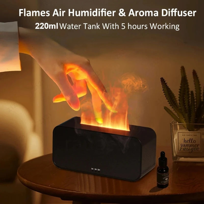 Renkli Alev Efektli Aroma Difüzörü | LED Işıklı Mini Nemlendirici