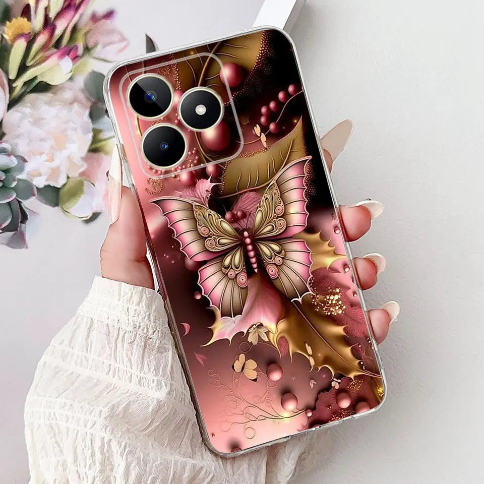 Realme C51 / C53 / C55 / C65 / C67 Şeffaf Karikatür Telefon Kılıfı