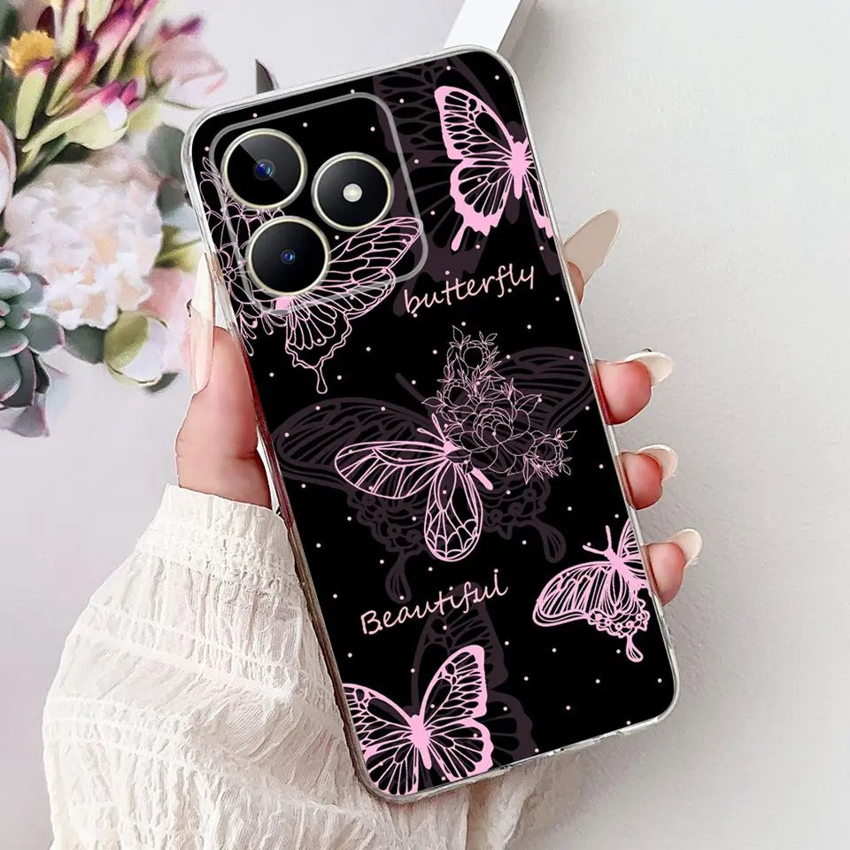 Realme C51 / C53 / C55 / C65 / C67 Şeffaf Karikatür Telefon Kılıfı