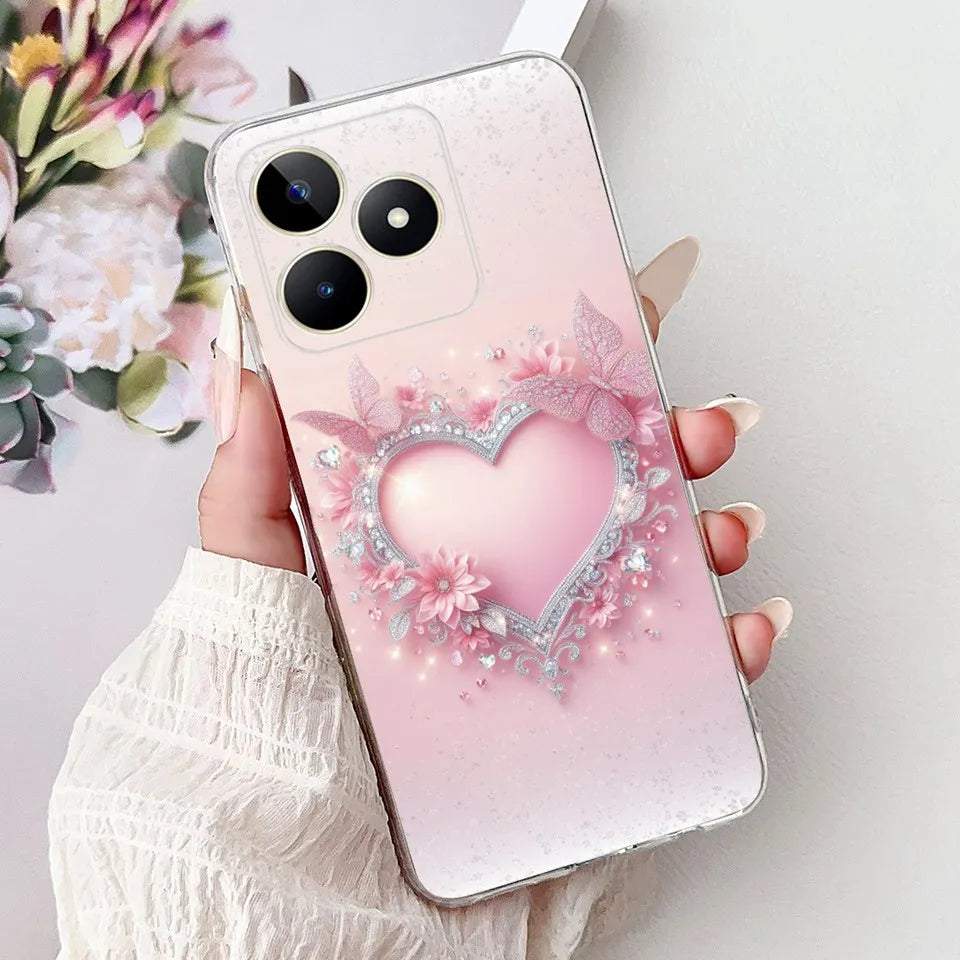 Realme C51 / C53 / C55 / C65 / C67 Şeffaf Karikatür Telefon Kılıfı