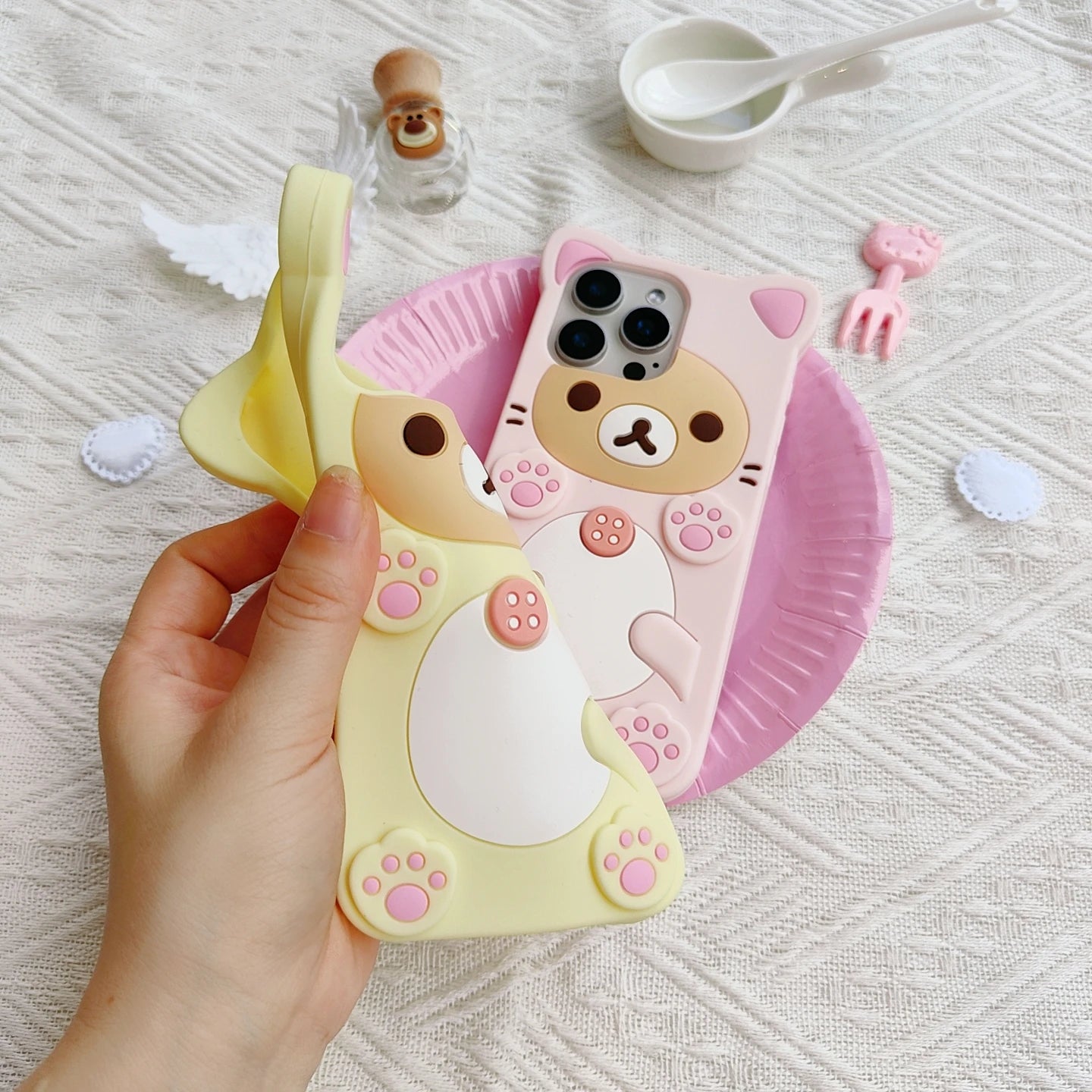 Cute Rilakkuma Bear For iPhone 17 16 15 14 13 12 11 Pro Max 5 6 7 8Plus XS XR X 17promax Kawaii Cartoon Silicone Soft Cover Case