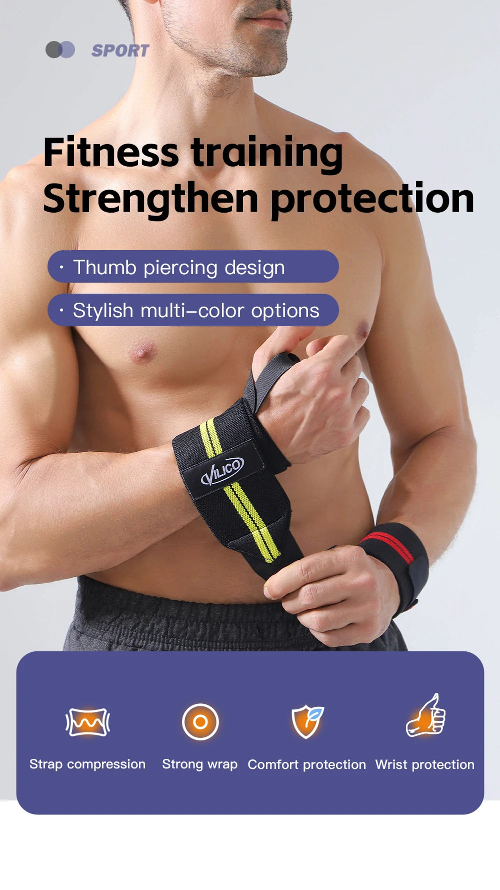 1 PC Wristband Wrist Support Brace Straps Extra Strength Weight Lifting Wrist Wraps Bandage Fitness Gym Training