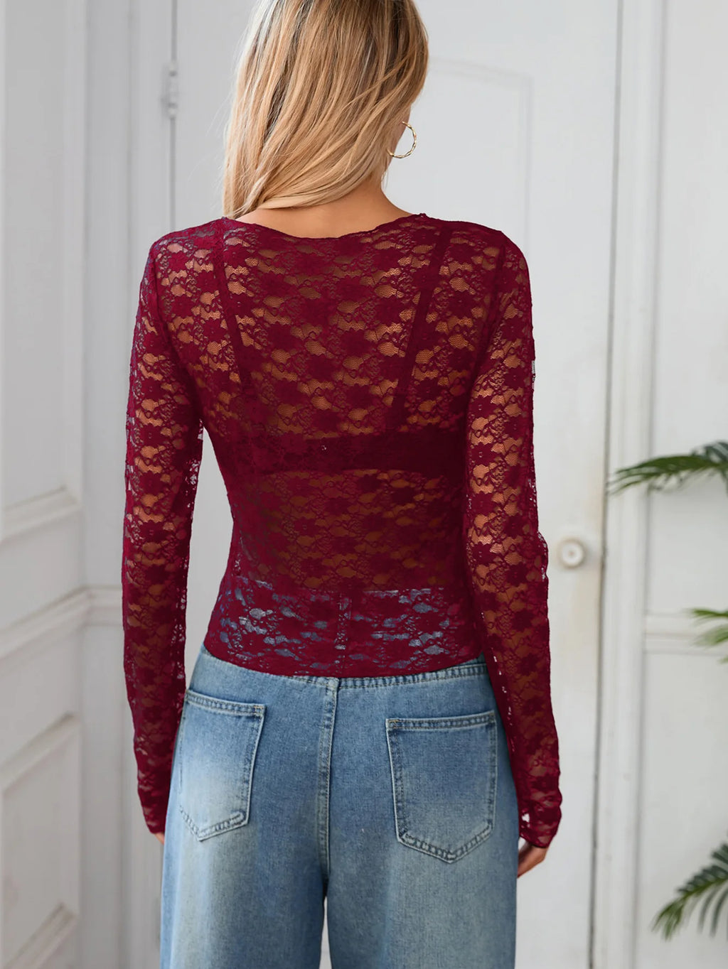 T shirt women 2026 fashion New casual sexy lace sexy nightclub slim long-sleeved T-shirt summer tshirt women's clothing