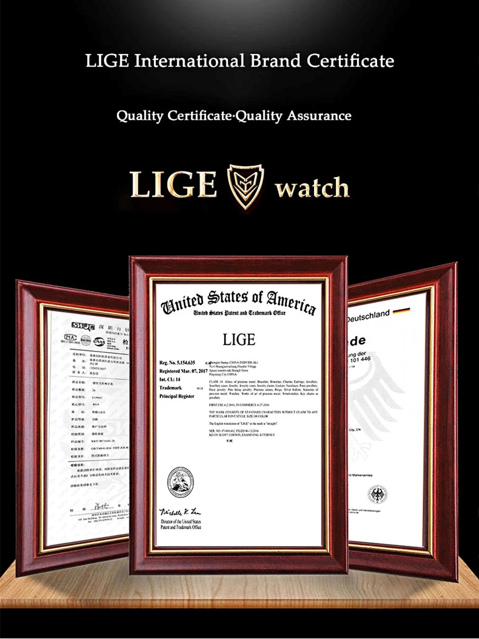 LIGE New Luxury Square Watch For Men Fashion Business Rose Gold Ultra Thin Mesh Waterproof Luminous Men's Quartz Wristwatches