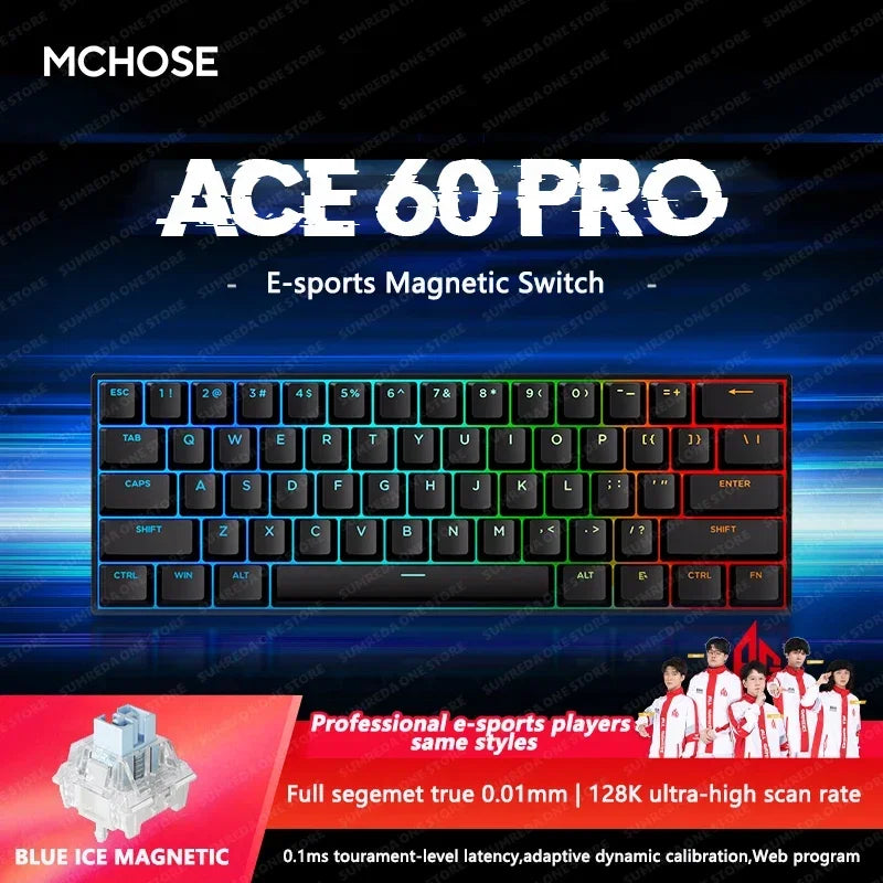 Mchose Ace 68/60 Pro Manyetik Gaming Klavye | 8K Hızlı Tetik | 0.005mm