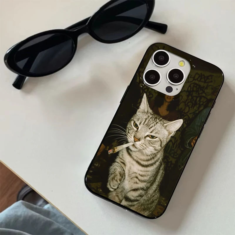 iPhone 17-7 Serisi Kedi Desenli Yumuşak Silikon Telefon Kılıfı