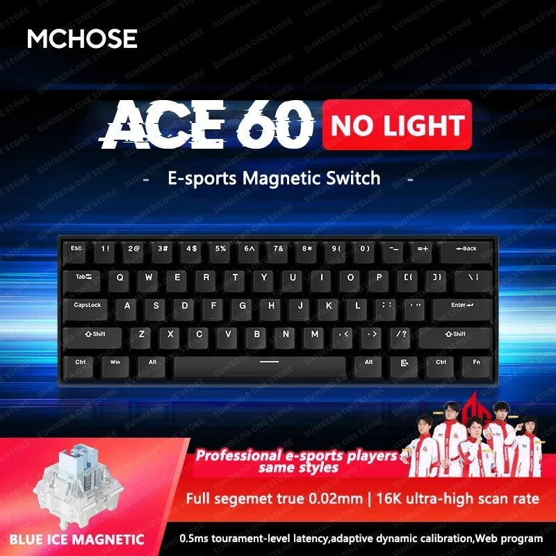 Mchose Ace 68/60 Pro Manyetik Gaming Klavye | 8K Hızlı Tetik | 0.005mm