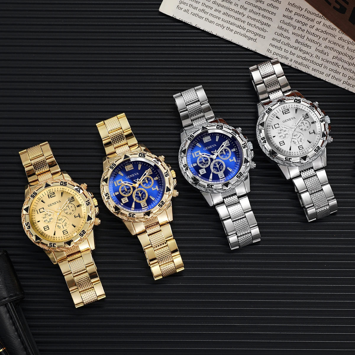 1/4PCS Luxury Big Dial Mens Quartz Watches Fashion Men Business Watch CLock Gift Reloj Hombre（Without Box）