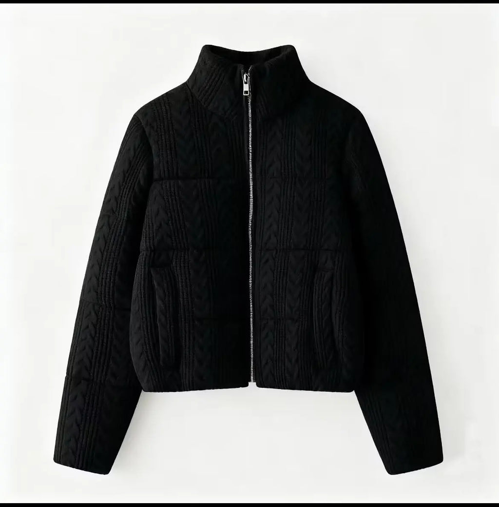 KONDALA Casual Knit Padded Coats Long Sleeve Zipper Pockets Thick Warm Jackets Fashion 2025 Autumn Winter Streetwear Outwears