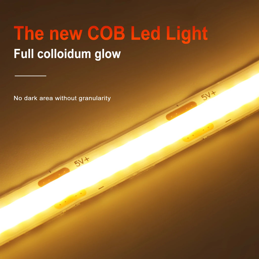 USB COB Strip Light 5V | 320 LED/m | Flexible Adhesive Tape | TV Backlighting