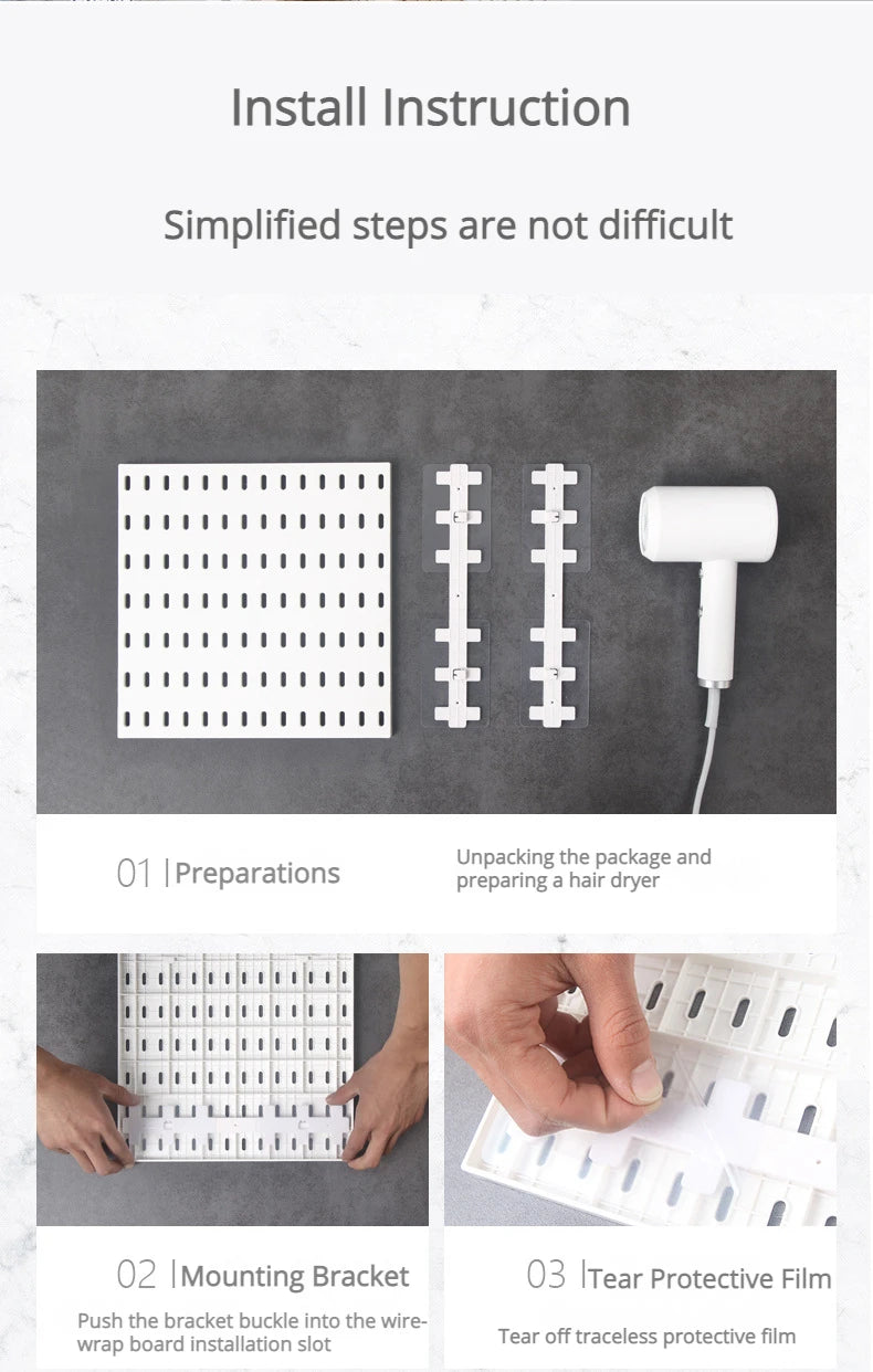 Pegboard Aksesuar Seti | Deliksiz Duvara Monte | Mutfak Garaj Organizasyon
