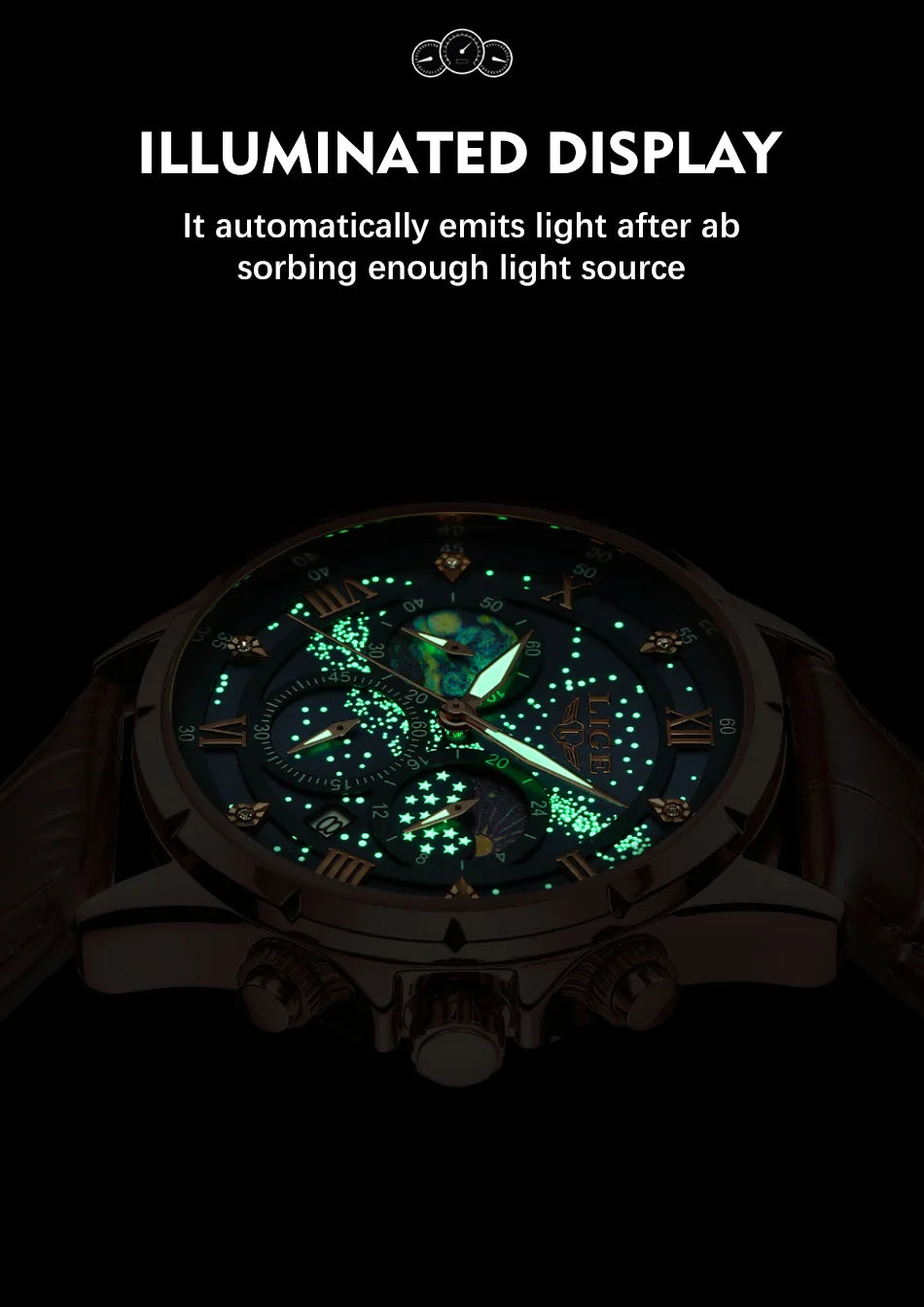 LIGE Men Watches Casual Sport Watch Men Luxury Waterproof Date Watches Luminous Chronograph Wristwatch Male Quartz Leather Clock