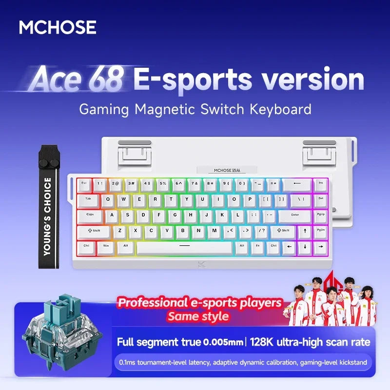 Mchose Ace 68/60 Pro Manyetik Gaming Klavye | 8K Hızlı Tetik | 0.005mm