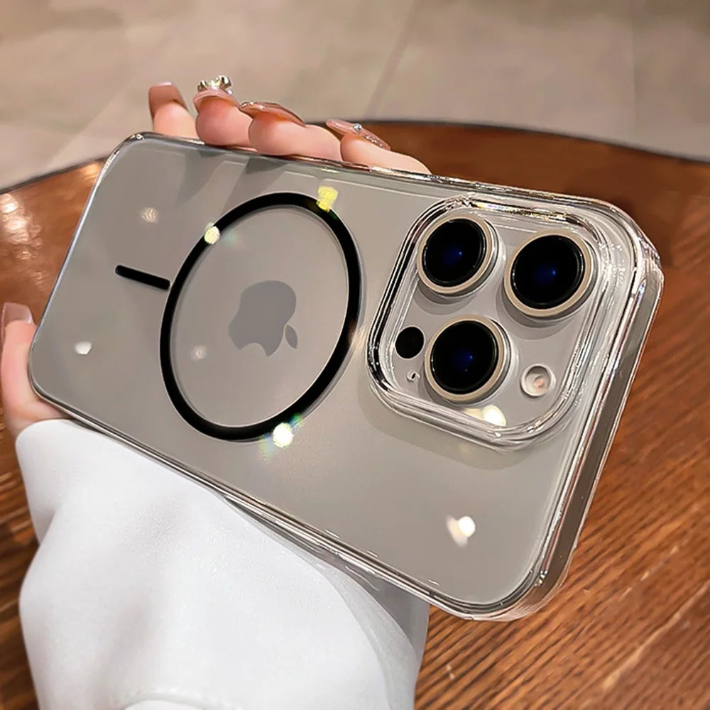 iPhone 17-11 Serisi MagSafe Uyumlu Şeffaf Manyetik Kılıf | Kablosuz Şarj
