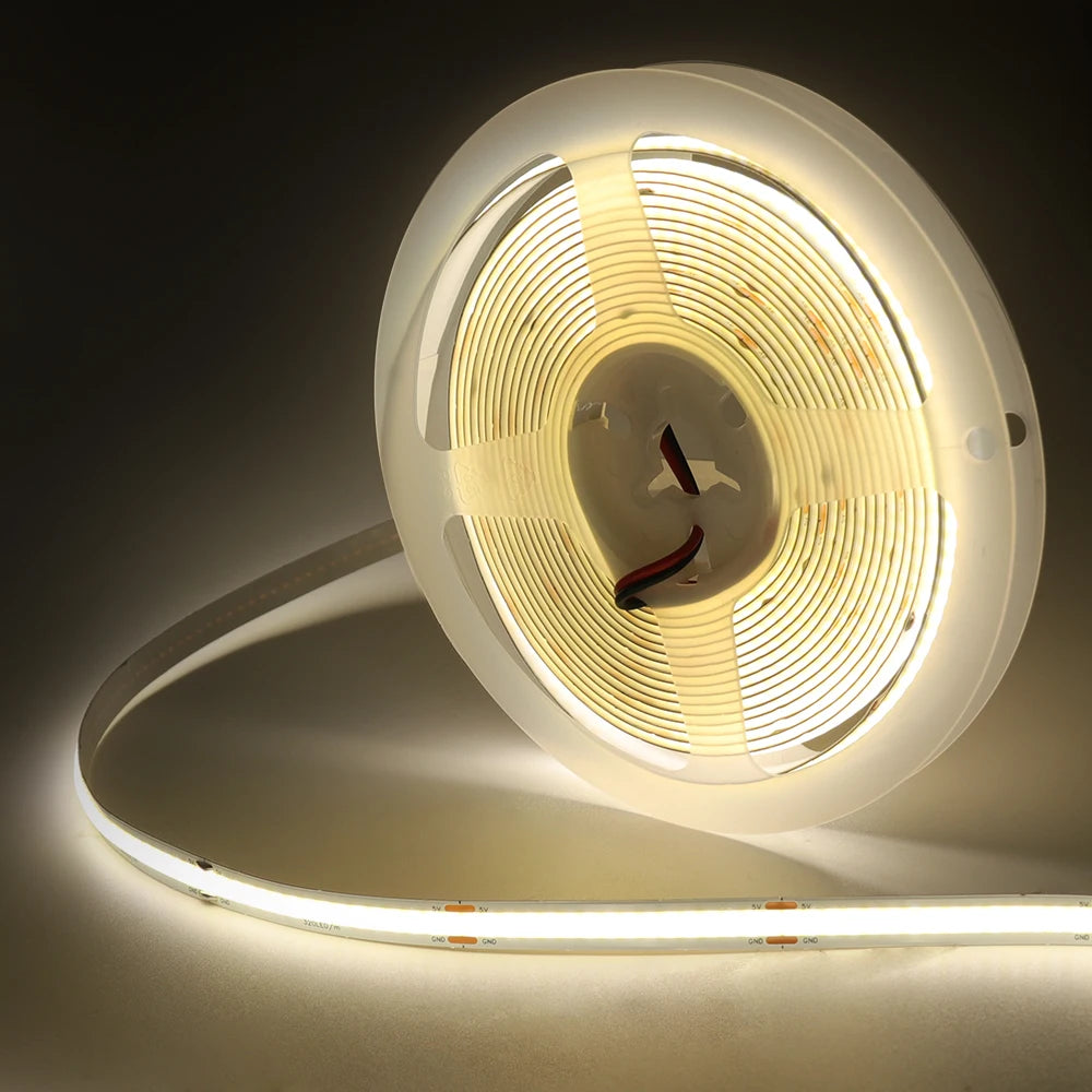 USB COB Şerit Işık 5V | 320 LED/m | Esnek Yapışkanlı Bant | TV Arka Aydınlatma
