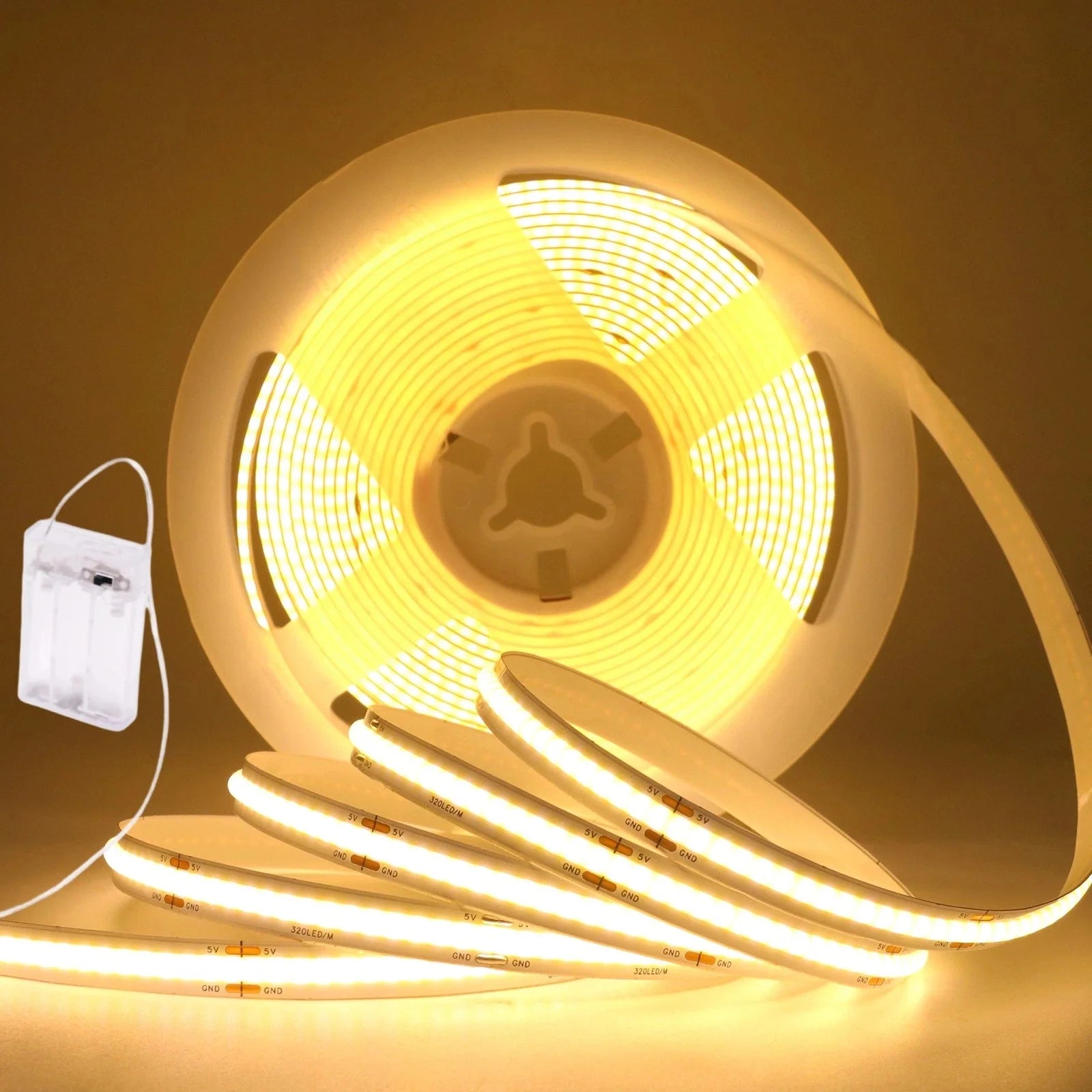 5V COB LED Şerit Işık | 3AA Pilli | Esnek Yapışkanlı Bant | Dolap Aydınlatma
