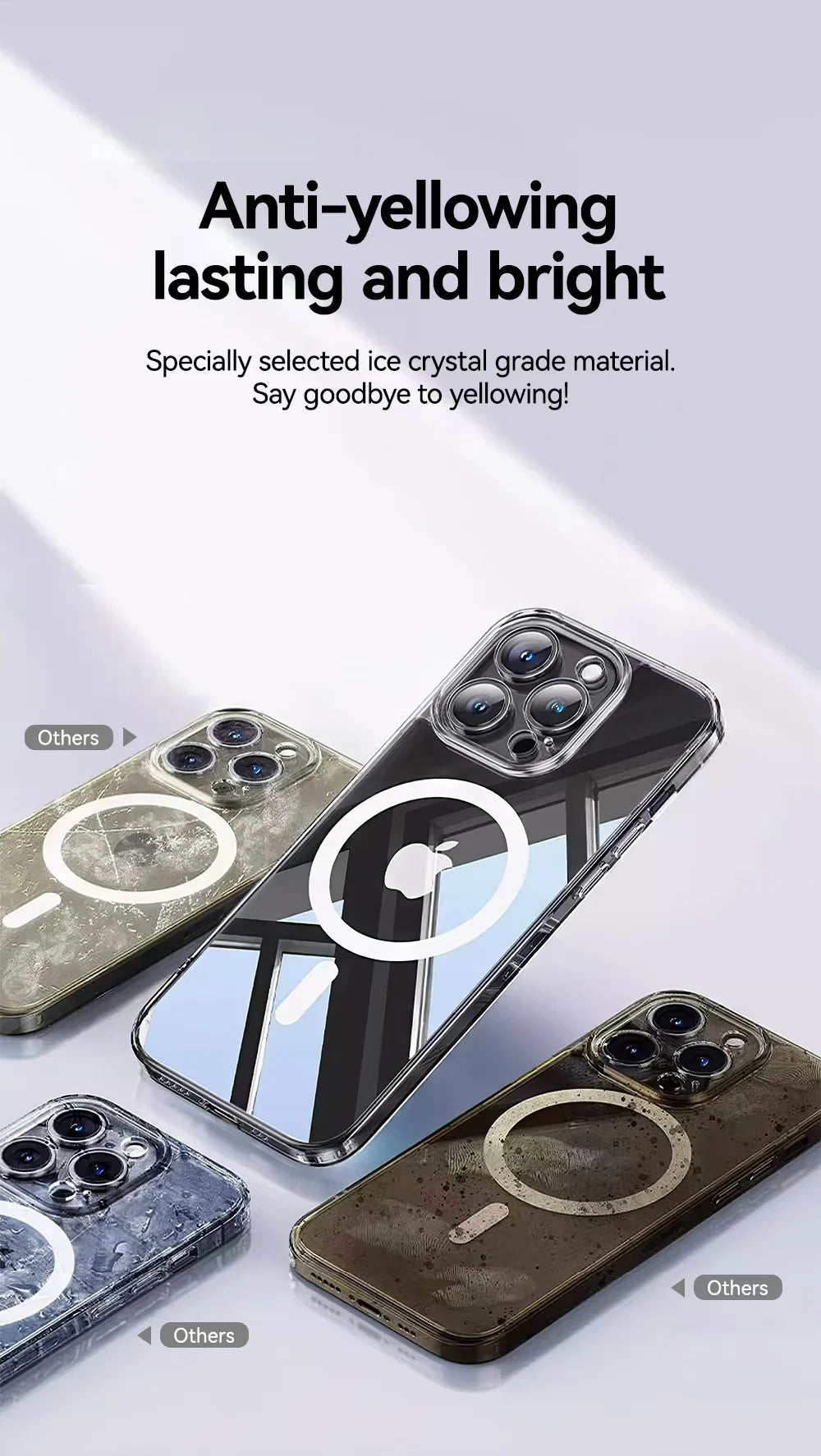 iPhone 16-12 Serisi Manyetik Şeffaf Telefon Kılıfı | Sararmaz | İnce