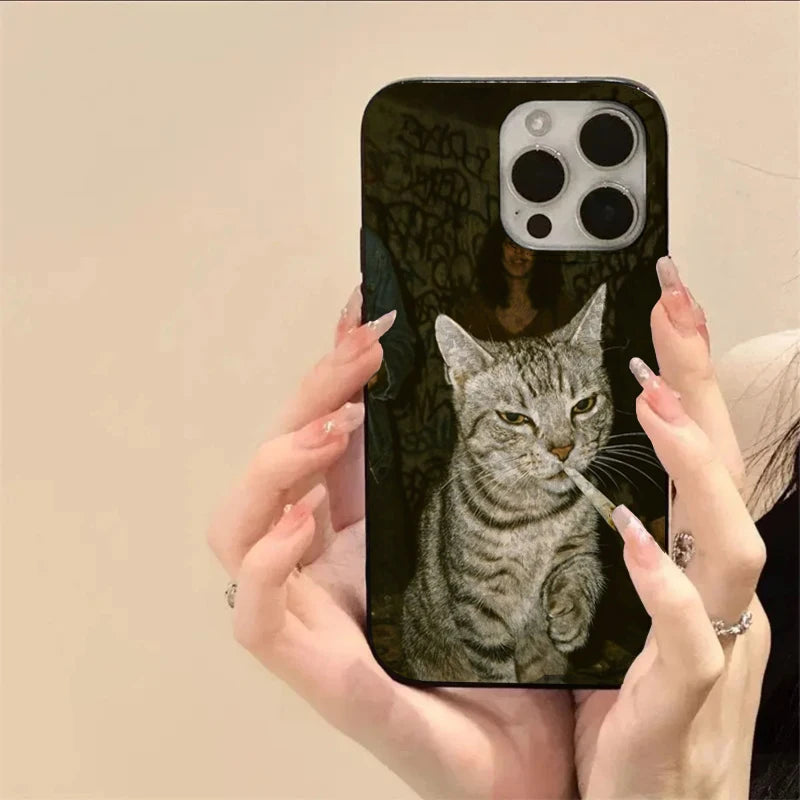 iPhone 17-7 Serisi Kedi Desenli Yumuşak Silikon Telefon Kılıfı