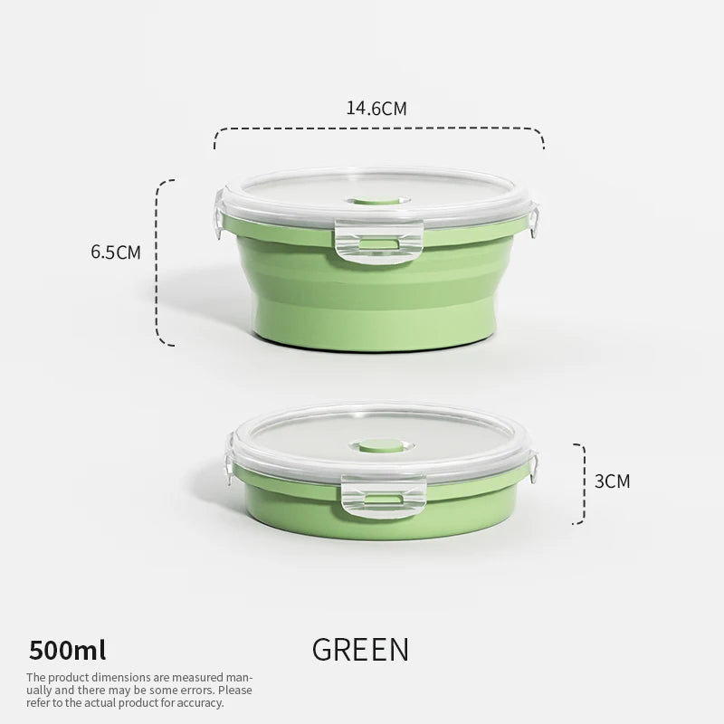 Katlanabilir Silikon Bento Kutusu | Kapakalı | 350ml-1200ml | Dondurucu Uyumlu