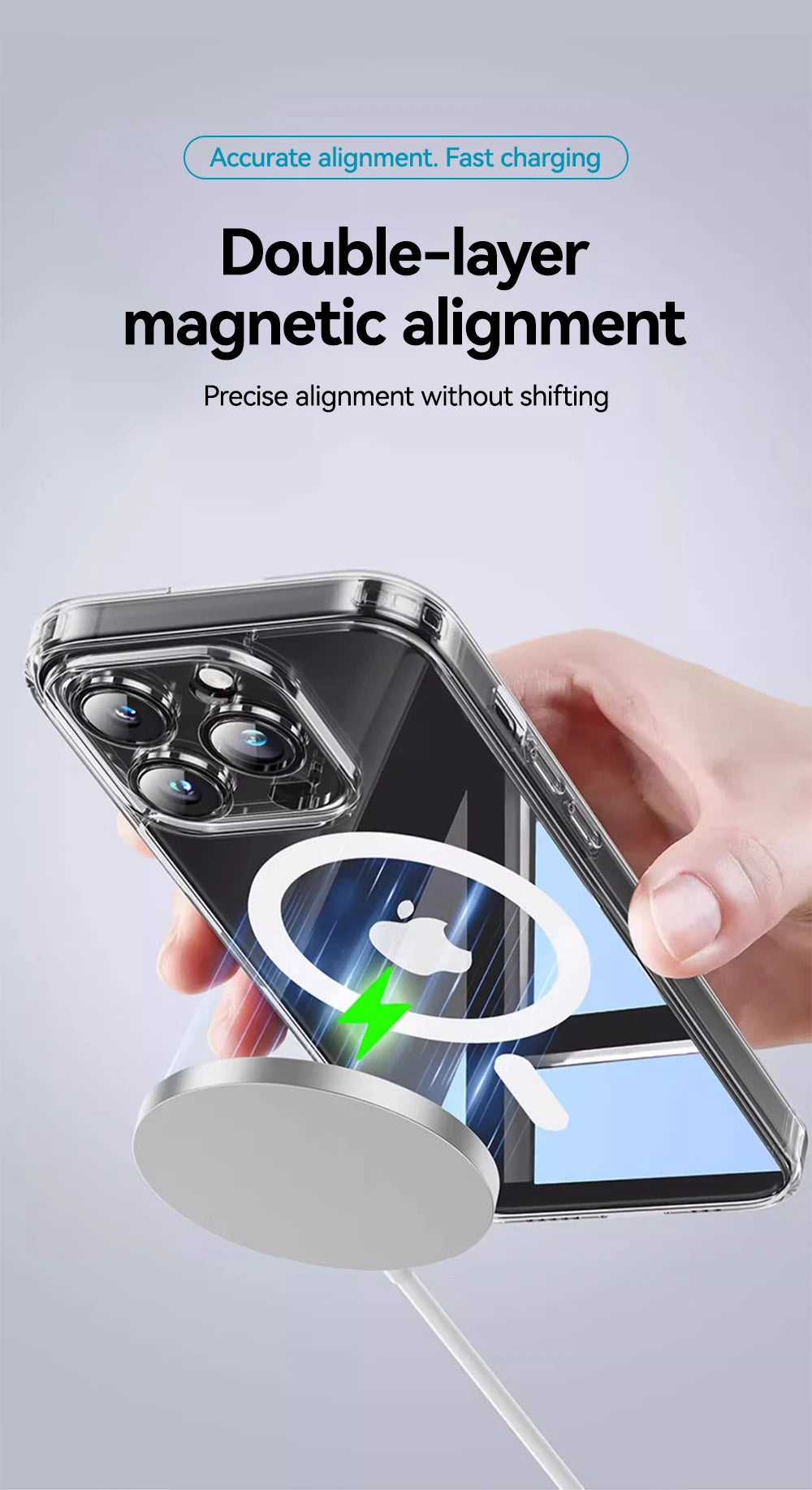 iPhone 16-12 Serisi Manyetik Şeffaf Telefon Kılıfı | Sararmaz | İnce