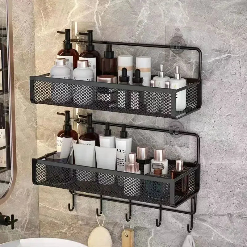 Asılır Duvara Monte Depolama Rafı | Delme Gerektirmez | Banyo & Mutfak Sepeti