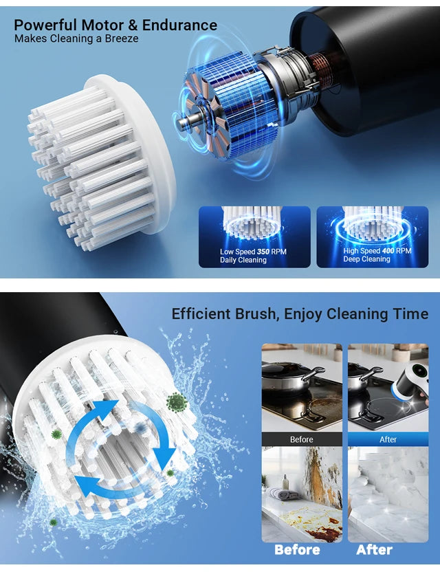 Kablosuz Elektrikli Temizlik Fırçası | 5-7 Başlık | Banyo & Mutfak & Tuvalet