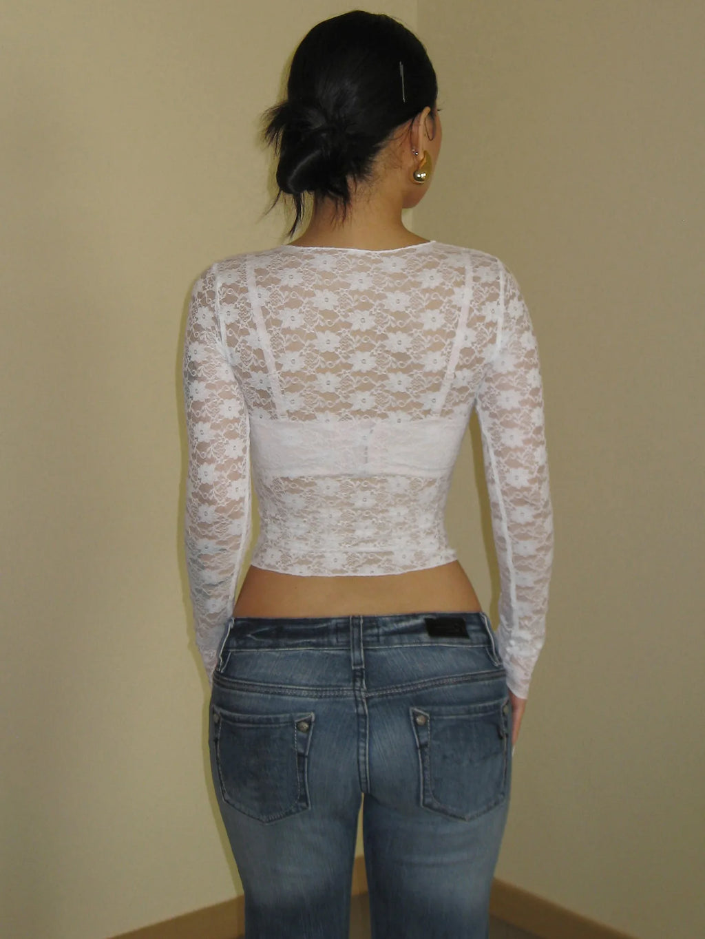 T shirt women 2026 fashion New casual sexy lace sexy nightclub slim long-sleeved T-shirt summer tshirt women's clothing