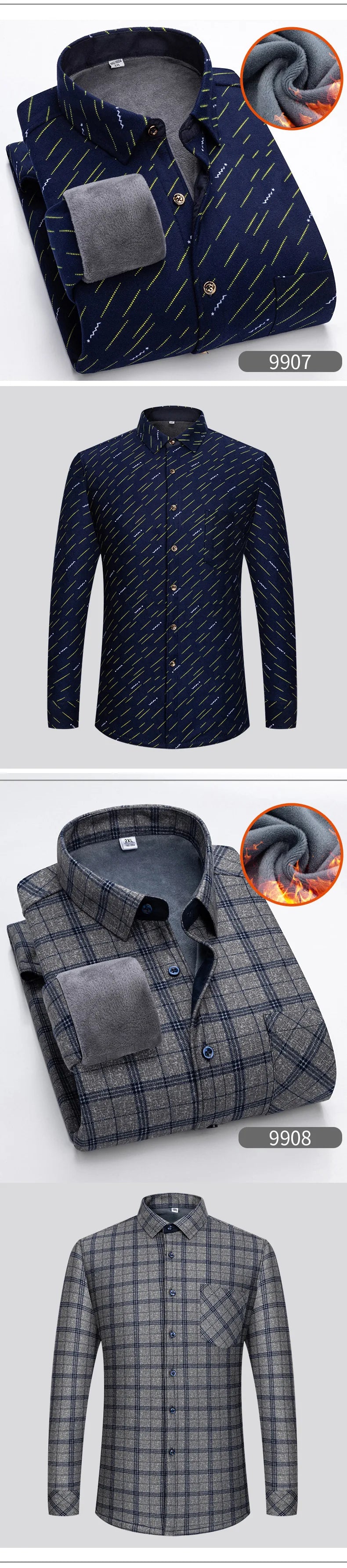New 2025 Men's Warm Long Sleeve Plaid Design Shirt Autumn Winter Fleece and Thick Warm Men's Casual Shirts Large Size Shirt 5XL