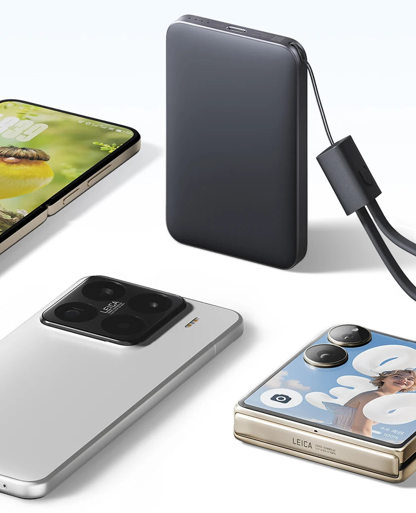 Xiaomi Ultra İnce Power Bank 5000mAh | 22.5W Hızlı Şarj | Dahili Kablo | PB0522S