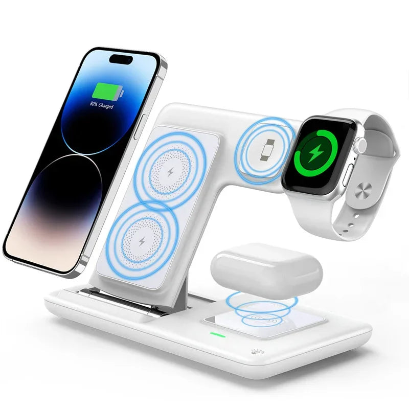 3'ü 1 Arada 30W Katlanabilir Kablosuz Şarj İstasyonu | iPhone & iWatch & AirPods Uyumlu