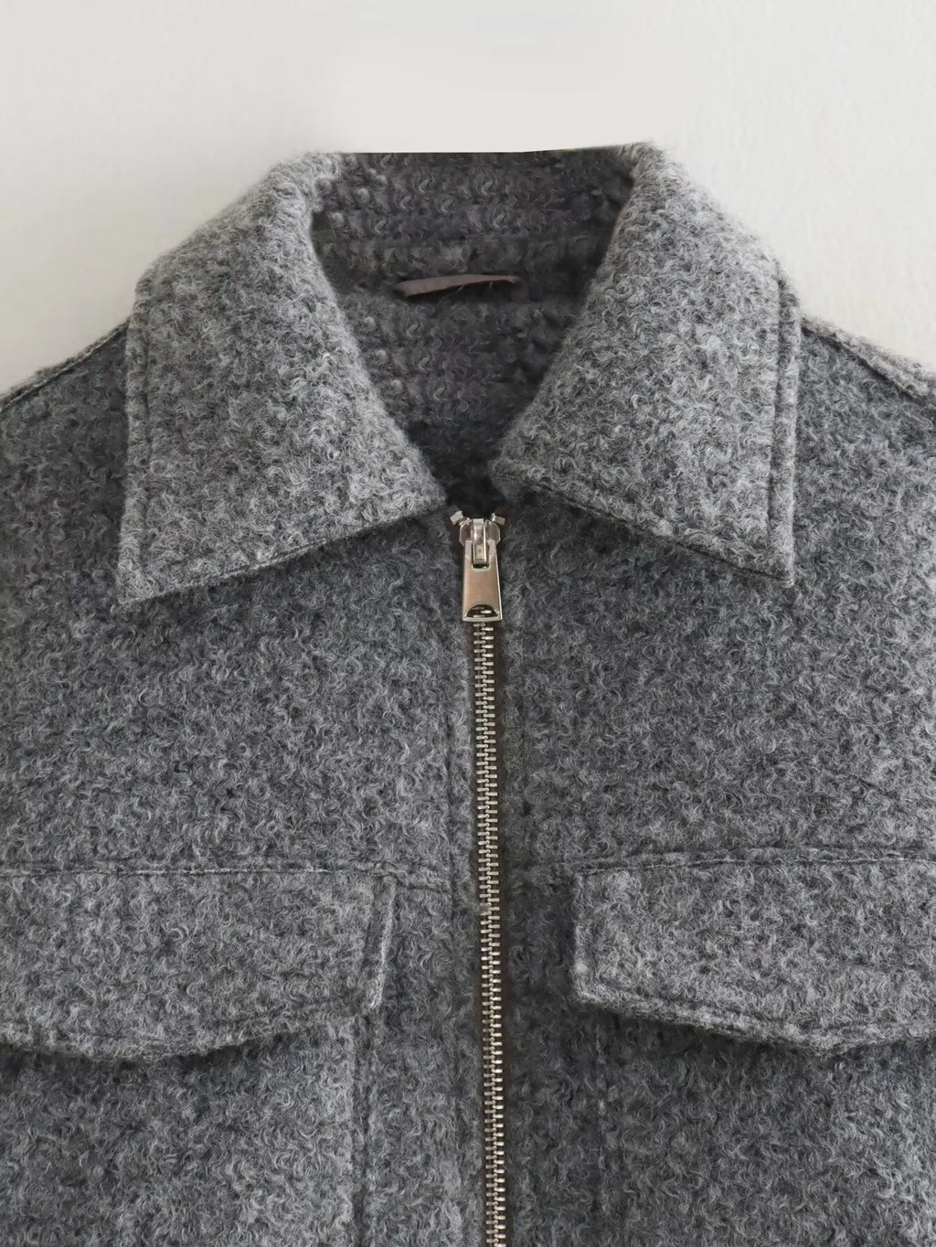 MUJER Tweed Cropped Jackets for Women Zip Bomber Jacket Woman Long Sleeve Jackets Woman 2024 Streetwear New in Coats and Jackets