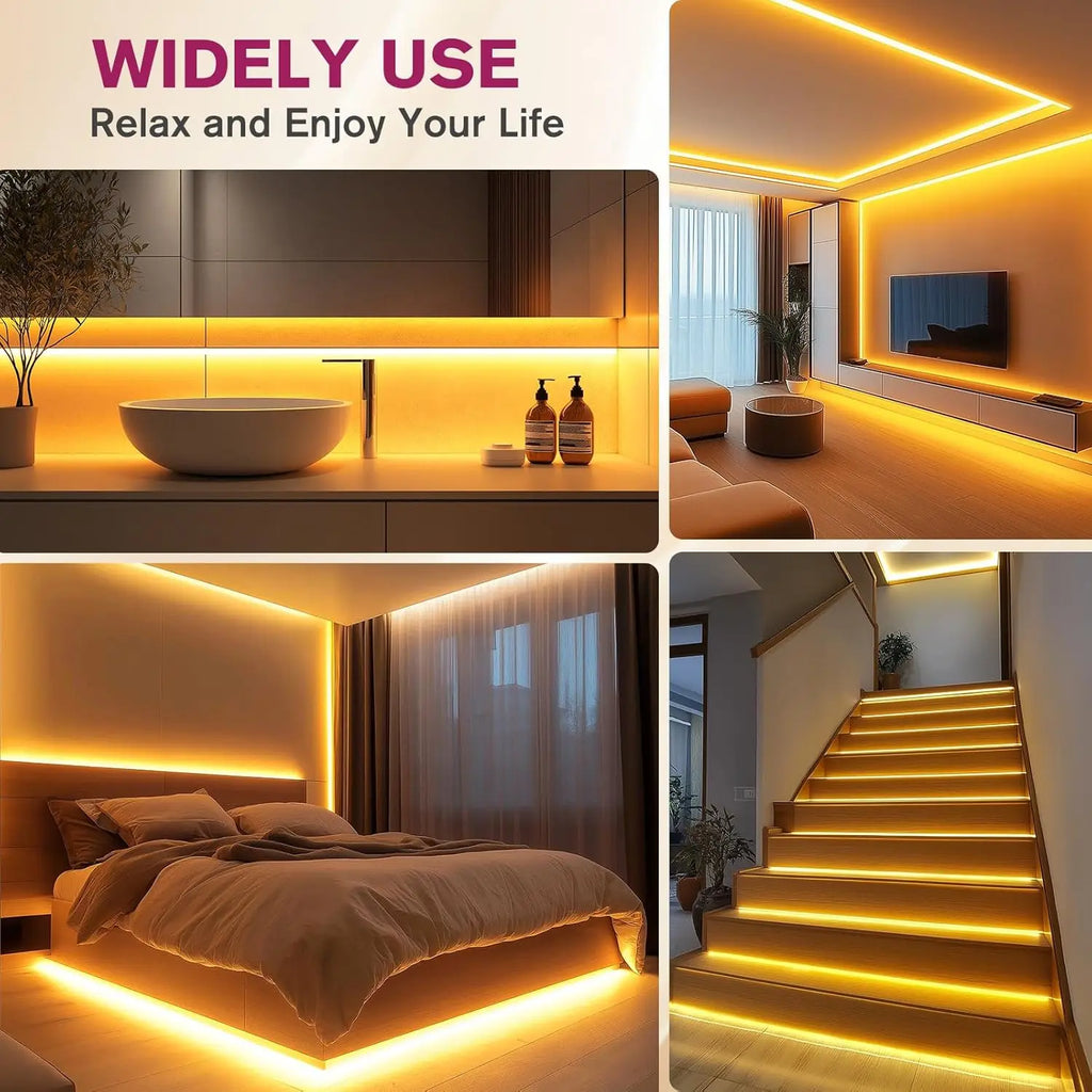 5V COB LED Şerit Işık | 3AA Pilli | Esnek Yapışkanlı Bant | Dolap Aydınlatma