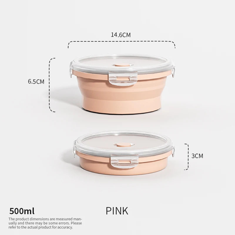 Katlanabilir Silikon Bento Kutusu | Kapakalı | 350ml-1200ml | Dondurucu Uyumlu