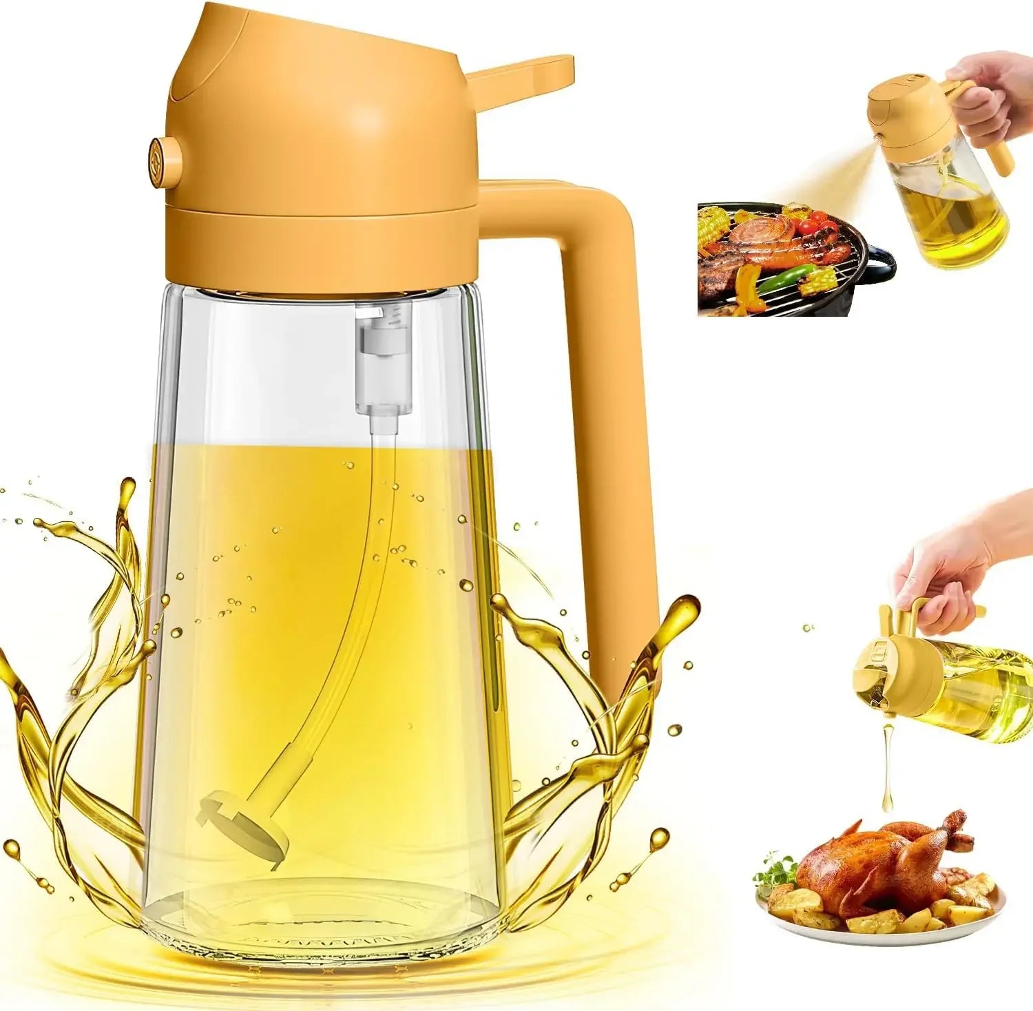 500ml Cam Yağ Sprey Şişesi | Zeytinyağı Dispenseri | BBQ & Pişirme